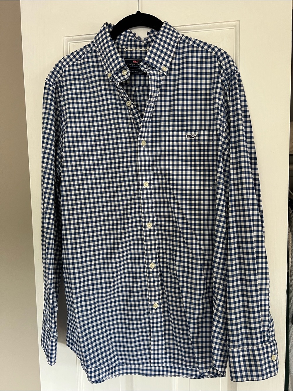 Vineyard Vines Blue & White Gingham Performance Button-Down Shirt